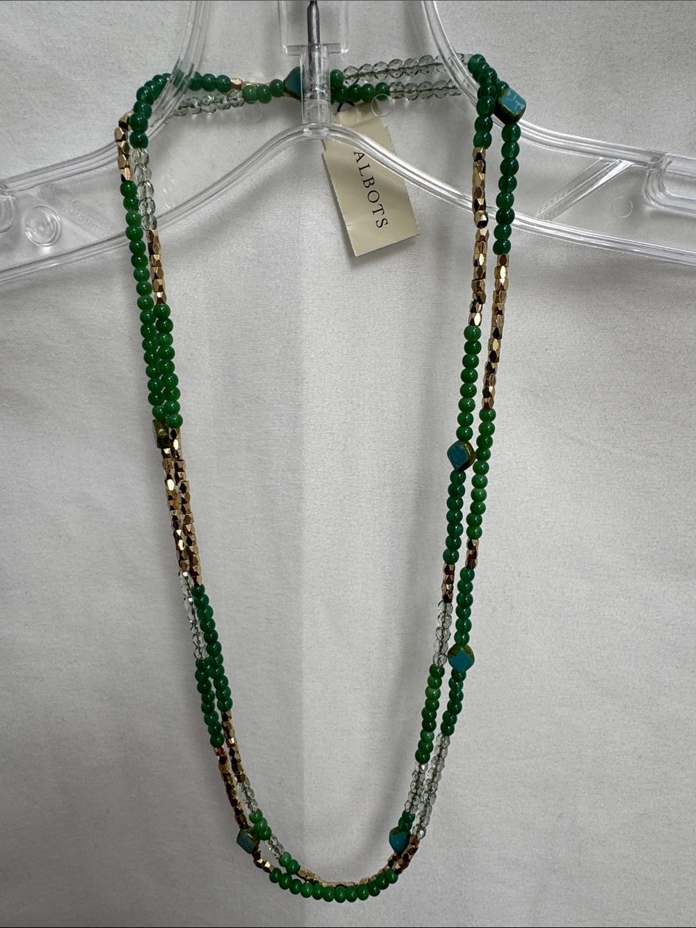 Talbots Green and Gold Layered Bead Necklace